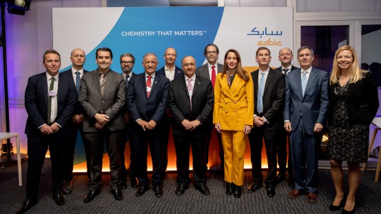 SABIC Chairman, Dr. Abdulaziz Al-Jarbou, and Vice Chairman & CEO Yousef Al-Benyan, with representatives from Tupperware Brands, Vinventions, Coveris, Plastic energy, Topsoe Haldour and Renewi at last night’s event to reveal plans for TRUCIRCLE™ and solutions to close the plastics loop in 2020.