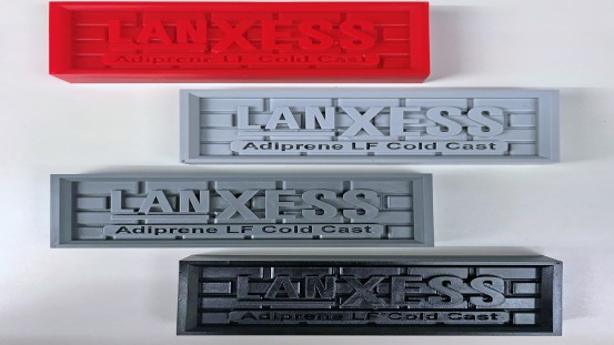 Samples of PU cast elastomers produced with Adiprene LF prepolymers and Vibracure curatives from LANXESS. Photo: LANXESS AG