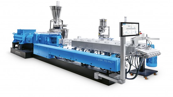 The ZSK 70 Mc18 twin screw extruder that Coperion is presenting at K 2022 has a 70 mm screw diameter and is equipped with numerous features that improve handling and enable increased efficiency in compounding and recycling.