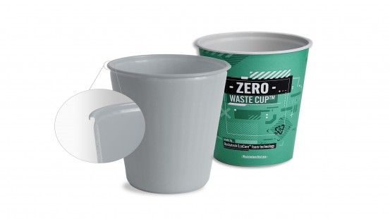 The reusable foam-moulded cups have a wall thickness of two millimetres and can also be produced with an IML label.