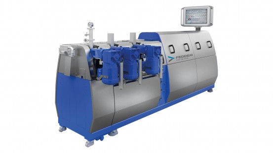 Twin-screw extruder Type FED 26 MTS with extension module and auxiliaries