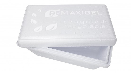Pudełko na lody RE-MAXIGEL wykonane ze Styroporu ® Ccycled ™
